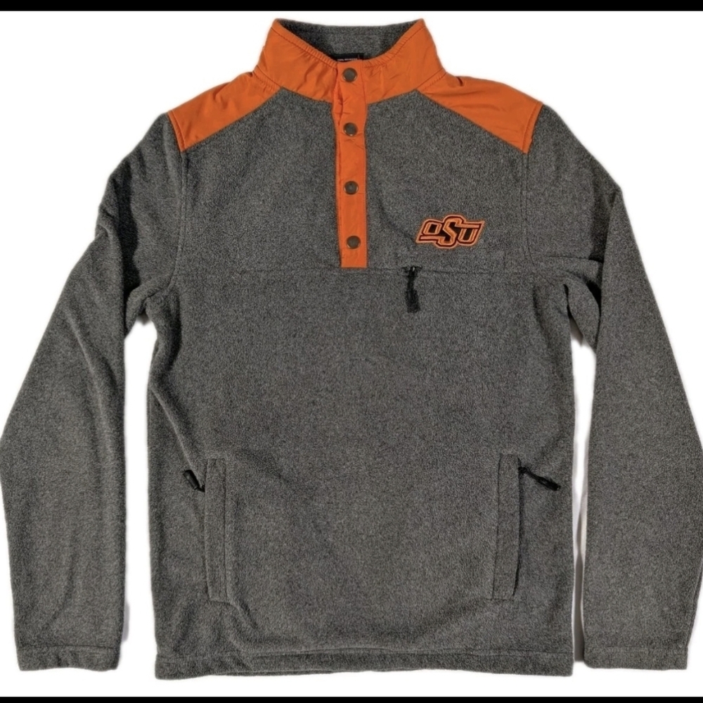 Colosseum Mens S Oklahoma State Cowboys OSU 1/4 Snap Fleece Pullover Gray